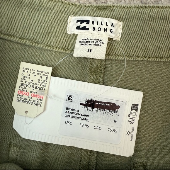 Billabong Leia Utility Shorts Army Green 28 - Picture 5 of 6